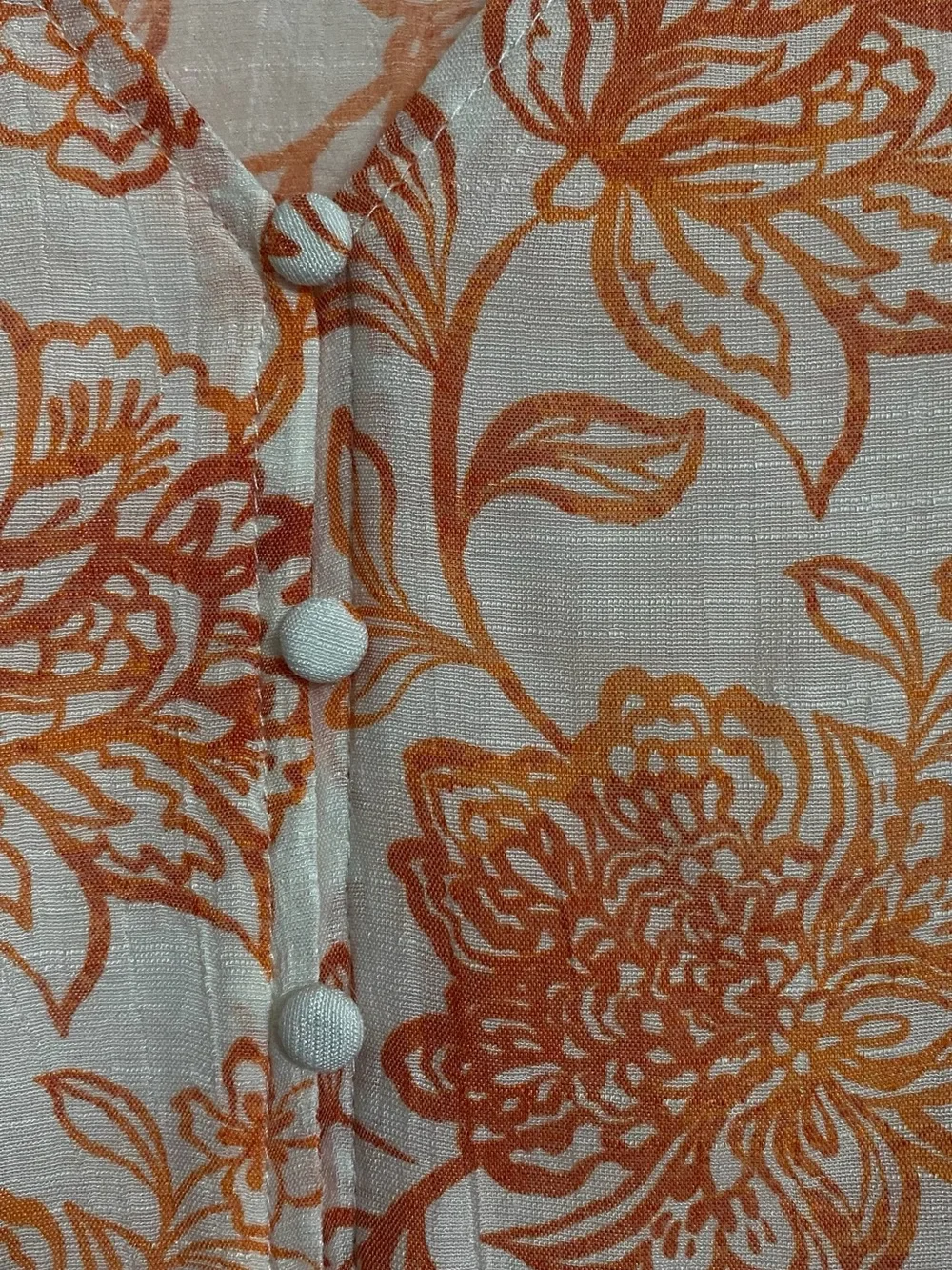 Nanette Lepore White Sheer Blouse with Orange Floral Print - Picture 2 of 4